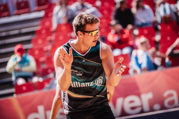 Beachvolleyball Männer Allianz German Beach Tour 2025 Tourstop Düsseldorf 15.05.2025 Jonas Kaminski Düsseldorf Robert-Lehr-Ufer Nordrhein-Westfalen Deutschland