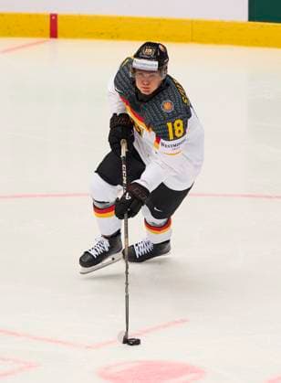 Tim Stützle 18 of Germany in the preliminary round match SWITZERLAND - GERMANY 5-1 of the IIHF Ice hockey, Eishockey World Championship, WM, Weltmeisterschaft Group B in Jyske Bank Arena in Herning, Denmark, May 15, 2025. Season 2024 2025