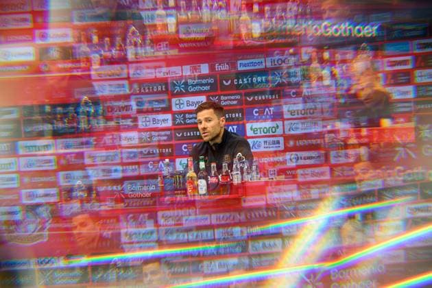 Sport Themen der Woche KW20 Sport Bilder des Tages LEVERKUSEN, GERMANY - 16 MAY, 2025: - Xabi Alonso. press conference, PK, Pressekonferenz The Bundesliga match FC Bayer 04 Leverkusen vs 1.FC Mainz 05 at BayArena.  Copyright: xx