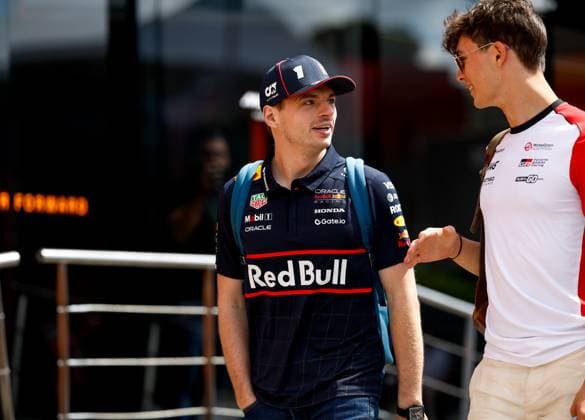 1 Max Verstappen (NLD, Oracle Red Bull Racing), 87 Oliver Bearman (GBR, MoneyGram Haas F1 Team), F1 Grand Prix of Emilia-Romagna at Autodromo Internazionale Enzo e Dino Ferrari on May 16, 2025 in Imola, Italy. (Photo by HOCH ZWEI) Imola Italy