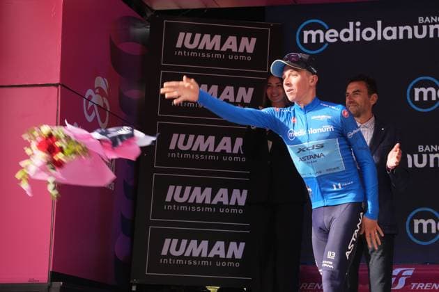Fortunato Lorenzo of Xds Astana Team, blue jersey, during the stage 7 of the Giro d™Italia from Castel di Sangro to Tagliacozzo, Italy - Friday, May 16, 2025. - cycling.  Copyright: xMassimoxPaolone LaPressex