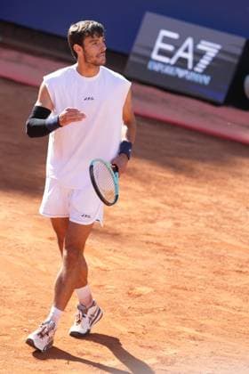 Lorenzo Musetti (ITA) during Semi-final against Carlos Alcaraz (ESP) of the ATP, Tennis Herren Master 1000 Internazionali BNL d™Italia tournament at Foro Italico on May 16, 2025 (Alfredo Falcone LaPresse)  Copyright: xAlfredoxFalcone LaPressex
