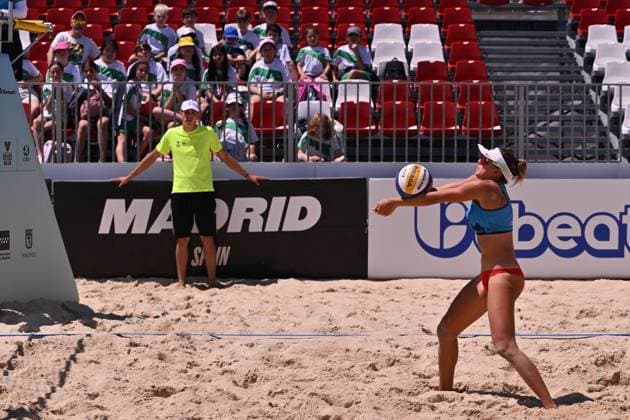 May 16, 2025, Madrid, Madrid, Spain: 2 TANIA MORENO (ESP) competes during the Beach Pro Tour Futures Madrid 2025 between SPAIN and GERMANY at Parque Deportivo Puerta de Hierro on may 16, 2025 in Madrid, Spain. Madrid Spain - ZUMAc312 20250516_zsp_c312_018 Copyright: xOscarxManuelxSanchezx