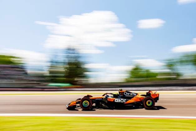 16th May 2025; Autodromo Enzo e Dino Ferrari, Imola, Italy; FIA Formula 1 Emilia Romagna Grand Prix 2025; Free Practice Day; Number 4 McLaren driver Lando Norris during practice 1 at the Emilia Romagna Formula 1  ActionPlus12788394 StephenxBlackberry