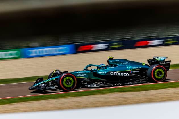 16th May 2025; Autodromo Enzo e Dino Ferrari, Imola, Italy; FIA Formula 1 Emilia Romagna Grand Prix 2025; Free Practice Day; Number 14 Aston Martin Aramco driver Fernando Alonso during practice 1 at the Emilia Romagna Formula 1  ActionPlus12788383 StephenxBlackberry