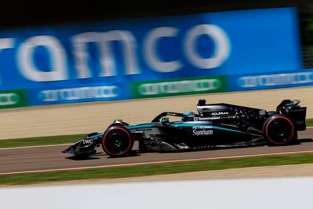 16th May 2025; Autodromo Enzo e Dino Ferrari, Imola, Italy; FIA Formula 1 Emilia Romagna Grand Prix 2025; Free Practice Day; Number 63 Mercedes AMG Petronas driver George Russell during practice 1 at the Emilia Romagna Formula 1  ActionPlus12788385 StephenxBlackberry
