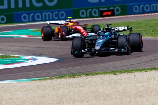 16th May 2025; Autodromo Enzo e Dino Ferrari, Imola, Italy; FIA Formula 1 Emilia Romagna Grand Prix 2025; Free Practice Day; Number 63 Mercedes AMG Petronas driver George Russell during practice 1 at the Emilia Romagna Formula 1  ActionPlus12788444 StephenxBlackberry