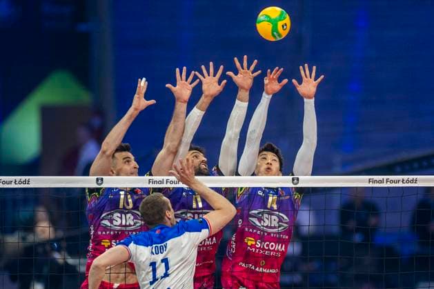 Sir Sicoma Monini Perugia - Halkbank Ankara - CEV Champions League Volley 2025 Final Four Wassim Ben Tara, Sebastian Sole, Yuki Ishikawa, Dick Kooy during the CEV Champions League volleyball semi-final match Sir Sicoma Monini Perugia vs Halkbank Ankara in Lodz, Poland on May 16, 2025. Lodz Poland  Copyright: xAndrzejxIwanczukx originalFilename:iwanczuk-sirsicom250516_npX8b.jpg
