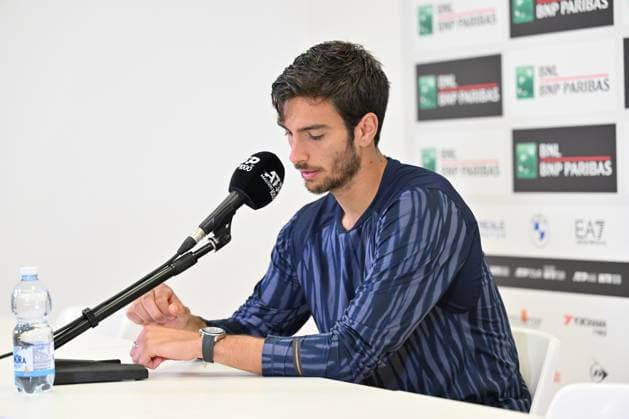 press conference, PK, Pressekonferenz BNL International of Italy. Lorenzo Musetti Press conference, BNL International of Italy. Lorenzo Musetti. In the photo: Lorenzo Musetti . Rome, Italy 16 May 2025, Credit:Maria Laura Antonelli Avalon Italy, Rome  Copyright: xMariaxLauraxAntonellix xAvalonx 0818950327st