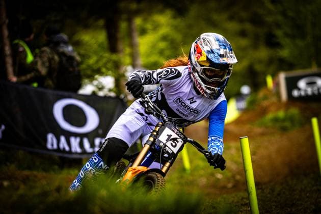 Whoop UCI MTB World Series DHI Worldcup Bielsko-BiaÅ‚a HEMSTREET Gracey * NORCO RACE DIVISIONat Whoop UCI MTB World Series DHI Worldcup Bielsko-BiaÅ‚a, 16.05.2025,in Szczyrk,POL Foto: Sebastian Sternemann