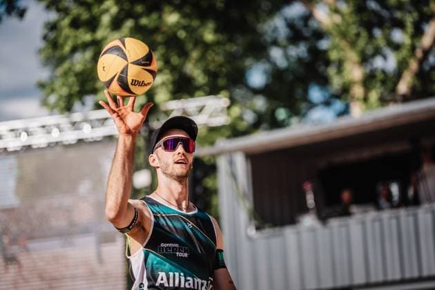 Beachvolleyball Männer Allianz German Beach Tour 2025 Tourstop Düsseldorf 16.05.2025 Clemens Wickler Düsseldorf Robert-Lehr-Ufer Nordrhein-Westfalen Deutschland