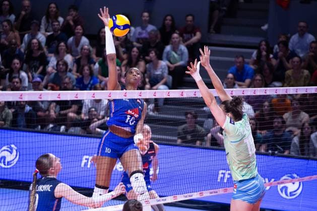 VOLLEYBALL : France VS Slovenie - Nations League - 16 05 2025 TOULOUSE, FRANCE - MAY 16 - VOLLEYBALL : Fatoum FANGUEDOU during the first preparatory match of the Women s Volleyball Nations League : France VS Slovenia at the Palais des Sports on May 16, 2025 in Toulouse, France  Copyright: xSylvainxDIONISIOx