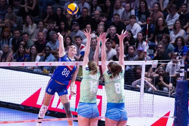 VOLLEYBALL : France VS Slovenie - Nations League - 16 05 2025 TOULOUSE, FRANCE - MAY 16 - VOLLEYBALL : Amelie ROTAR during the first preparatory match of the Women s Volleyball Nations League : France VS Slovenia at the Palais des Sports on May 16, 2025 in Toulouse, France  Copyright: xSylvainxDIONISIOx
