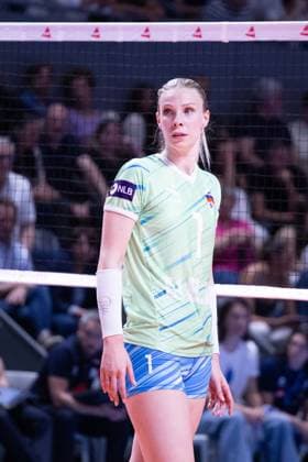 VOLLEYBALL : France VS Slovenie - Nations League - 16 05 2025 TOULOUSE, FRANCE - MAY 16 - VOLLEYBALL : Eva PAVLOVIC MORI during the first preparatory match of the Women s Volleyball Nations League : France VS Slovenia at the Palais des Sports on May 16, 2025 in Toulouse, France  Copyright: xSylvainxDIONISIOx