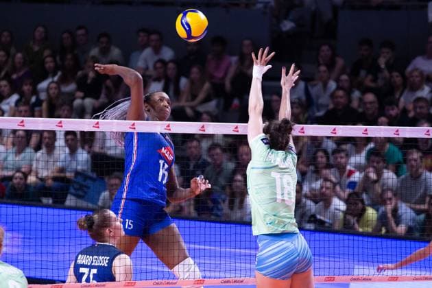 VOLLEYBALL : France VS Slovenie - Nations League - 16 05 2025 TOULOUSE, FRANCE - MAY 16 - VOLLEYBALL : Amandha SYLVES during the first preparatory match of the Women s Volleyball Nations League : France VS Slovenia at the Palais des Sports on May 16, 2025 in Toulouse, France  Copyright: xSylvainxDIONISIOx