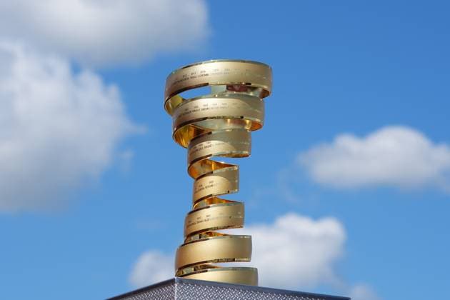 The trophy during the stage 8 of the Giro d™Italia from Giulianova to Castelraimondo, Italy - Saturday, May 17, 2025. - cycling.  Copyright: xGianmattiaxD Alberto xLaPressex