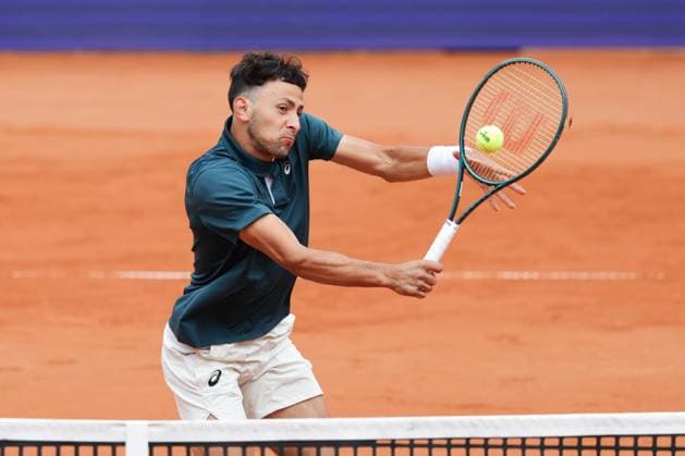 GER, Hamburg, xFSx, ATP500 Herren-Tennistunier Bitpanda Hamburg Open 2025, 17.05.2025 Marko Topo (GER) - Emilio Nava (USA) Emilio Nava (USA) spielt eine Rueckhand Copyright: HMBxMedia FernandoxSoares