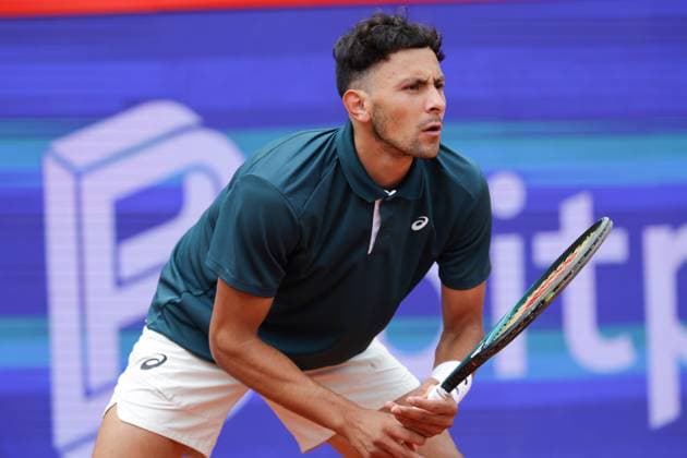 GER, Hamburg, xFSx, ATP500 Herren-Tennistunier Bitpanda Hamburg Open 2025, 17.05.2025 Marko Topo (GER) - Emilio Nava (USA) Emilio Nava (USA) beim Aufschlag Copyright: HMBxMedia FernandoxSoares