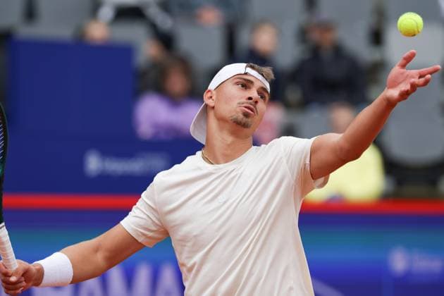 GER, Hamburg, xFSx, ATP500 Herren-Tennistunier Bitpanda Hamburg Open 2025, 17.05.2025 Marko Topo (GER) - Emilio Nava (USA) Marko Topo (GER) macht einen Aufschlag Copyright: HMBxMedia FernandoxSoares