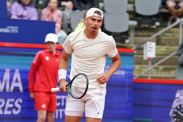 GER, Hamburg, xFSx, ATP500 Herren-Tennistunier Bitpanda Hamburg Open 2025, 17.05.2025 Marko Topo (GER) - Emilio Nava (USA) Marko Topo (GER) ,jubelnd, bejubelt, jubelt, jubeln Copyright: HMBxMedia FernandoxSoares