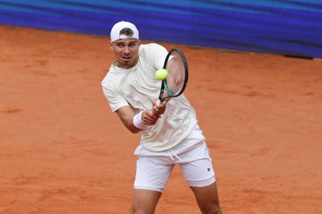 GER, Hamburg, xFSx, ATP500 Herren-Tennistunier Bitpanda Hamburg Open 2025, 17.05.2025 Marko Topo (GER) - Emilio Nava (USA) Marko Topo (GER) spielt eine Rueckhand Copyright: HMBxMedia FernandoxSoares