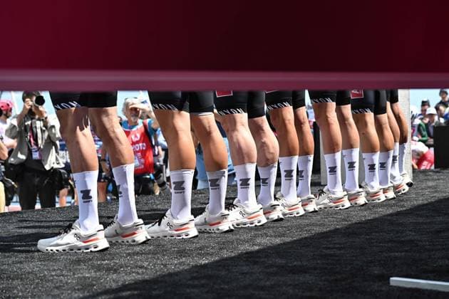 May 17, 2025, Giulianova, ITALY: Riders on the signing in podium ahead the departure of the 8th stage of the 108 Giro d Italia 2025, cycling race over 197 km from Giulianova to Castelraimondo, Italy, 17 May 2025. ANSA LUCA ZENNARO. Giro D Italia Cycling Tour: Stage 8  - ZUMAa110 20250517_zaf_a110_043 Copyright: xLucaxZennarox