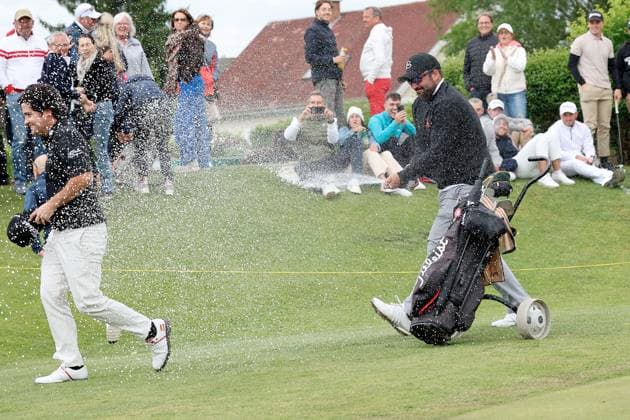GOLF - Goesser Open 2025 MARIA LANKOWITZ,AUSTRIA,17.MAY.25 - GOLF - Alps Tour, Goesser Open, GC Erzherzog Johann. Image shows Jorge Maicas (ESP) Mario Galiano Aguilar (ESP) .  GEPAxpictures xHansxOberlaender