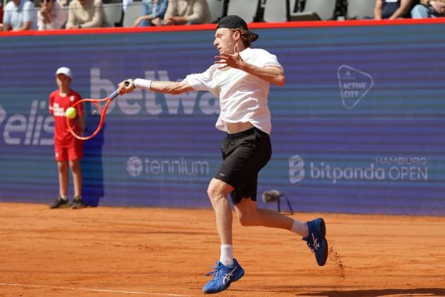 GER, Hamburg, xFSx, ATP500 Herren-Tennistunier Bitpanda Hamburg Open 2025, 17.05.2025 Max Wiskandt (GER) spielt eine Vorhand Copyright: HMBxMedia FernandoxSoares