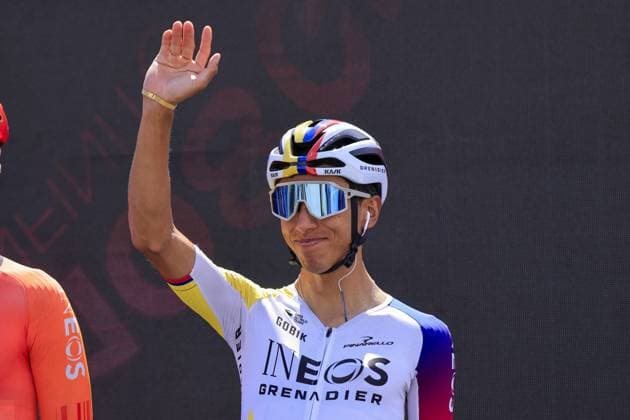 CICLISMO - Giro d Italia - Stage 8 - Giulianova-Castelraimondo Egan BERNAL, INEOS Grenadiers during the team presentation during Giro d Italia 2025, Tour of Italy, Stage 8, Giulianova - Castelraimondo (197 Km) on 17 May 2025 in Castelraimondo, Italy - during Stage 8 - Giulianova-Castelraimondo, Giro d Italia race in Castelraimondo, Italy, May 17 2025 Castelraimondo Italy  Copyright: xIPAxSport ABACAx