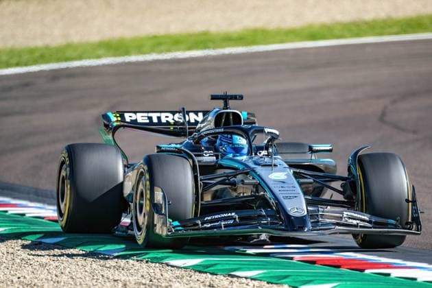 F1 GP Imola Italien. Freitag, 16.05.2025 George Russell 63, Mercedes-AMG Petronas F1 Team; F1 GP Imola Italien. Freitag, 16.05.2025 Copyright: xBEAUTIFULxSPORTS Erlhofx