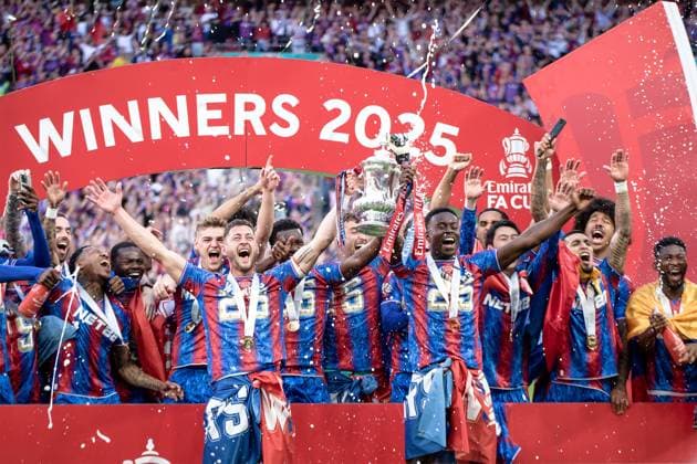 London, England, May 17 2025: Crystal Palace team celebrates after winning the FA Cup Final game between Crystal Palace and Manchester City at Wembley Stadium in London, England. (Pedro Porru SPP) Copyright: xPedroxPorrux xSPPx spp-en-PePoSp-4F8A6710_DxO
