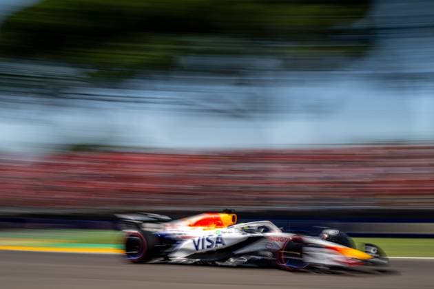 IMOLA, ITALY: Isack Hadjar, racing for the Racing Bulls team during the 2025 Formula 1 Emilia Romagna Grand Prix at the Imola Circuit in Imola, Italy