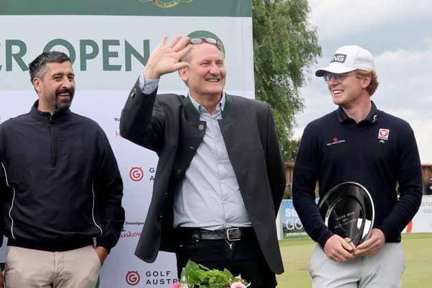 GOLF - Goesser Open 2025 MARIA LANKOWITZ,AUSTRIA,17.MAY.25 - GOLF - Alps Tour, Goesser Open, GC Erzherzog Johann. Image shows Oliver Plieschnig (Brau Union), Klaus Geyrhofer (Murhof) and Fabian Lang (AUT) .  GEPAxpictures xHansxOberlaender