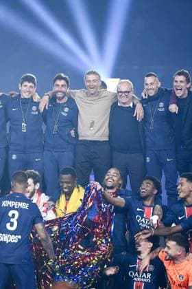 Paris Saint-Germain v AJ Auxerre - Ligue 1 McDonald s 2024 2025 Luis CAMPOS (Directeur sportif PSG) - Luis ENRIQUE (Entraineur PSG) during the Ligue 1 McDonald s match between Paris and Auxerre on May 17, 2025 at Parc des Princes in Paris, France. Paris France  Copyright: xFEPx 776322132