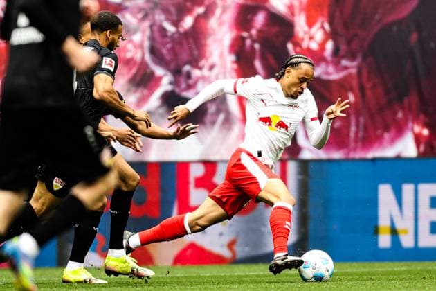 Xavi Simons (RB Leipzig,10) - 1. Fussball Bundesliga Saison 2024-2025 Punktspiel RB Leipzig vs. VfB Stuttgart in der Red Bull Arena in Leipzig - Aktion,Fussball,Deutschland,Mann,Männer,17.05.2025