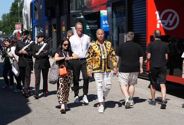 18.05.2025, Autodromo Enzo e Dino Ferrari, Imola, Formel 1 Grand Prix Emilia Romagna 2025 ,im Bild RTL Moderator Florian König, Reporterin Alessa-Luisa Naujoks, Streckenreporter Kai Ebel. (Photo by Hasan Bratic DeFodi Images)