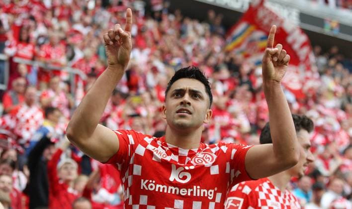 Nadiem Amiri (18, Mainz 05) beim Torjubel 17.05.2025, Fußball, 1. Bundesliga, 1. FSV Mainz 05 - Bayer 04 Leverkusen, 34. Spieltag, Saison 2024 25, MEWA Arena, Mainz, Deutschland, zmdz, ** DFB & DFL regulations prohibit any use of photographs as image sequences and or quasi-video. ** 1. FSV Mainz 05 - Bayer 04 Leverkusen
