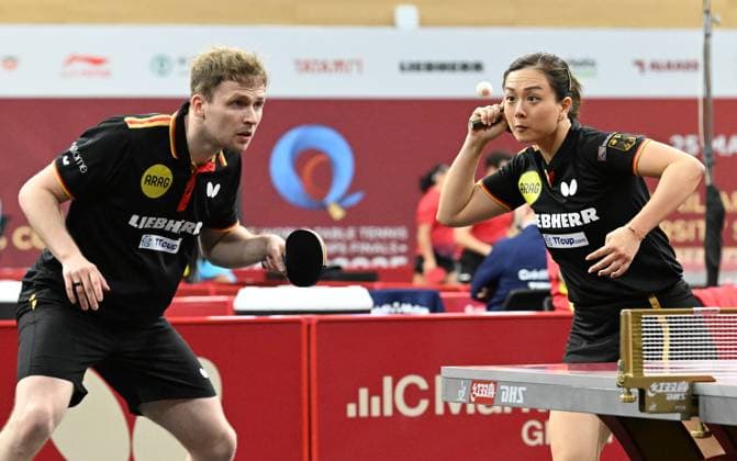 Sport Themen der Woche KW20 Sport Bilder des Tages Benedikt Duda und Yuan Wan sind bei der Tischtennis-WM im Mixed ausgeschieden. Luisal Sports Arena, Doha, Katar - 18.05.2025, 1. Runde: Luisal Sports Arena, Doha, Katar - 17.05.2025, 1. Runde: Benedikt DUDA, Deutschland (TTC Schwalbe Bergneustadt), Vize-Europameister 2024, und Yuan WAN, Deutschland (TTC Weinheim), Team-Olympiavierte 2024, sind in der ersten Runde des Mixed-Wettbewerbs an den Europameistern Alvaro ROBLES, Spanien, WM-Zweiter im Doppel 2019, und Maria XIAO, Spanien, Mixed-Europameisterin 2024, gescheitert. Doha Luisal Sports Arena Doha Qatar *** Benedikt Duda and Yuan Wan are eliminated from the Mixed World Table Tennis Championships Luisal Sports Arena, Doha, Qatar 18 05 2025, 1 round Luisal Sports Arena, Doha, Qatar 17 05 2025, 1 round Benedikt DUDA, Germany TTC Schwalbe Bergneustadt , Vice European Champion 2024, and Yuan WAN, Germany TTC Weinheim , Team Olympiavierte 2024, failed in the first round of the mixed competition against the European champions Alvaro ROBLES, Spain, World Championship runner-up in doubles 2019, and Maria XIAO, Spain, Mixed European Champion 2024, Doha Luisal Sports Arena Doha Qatar