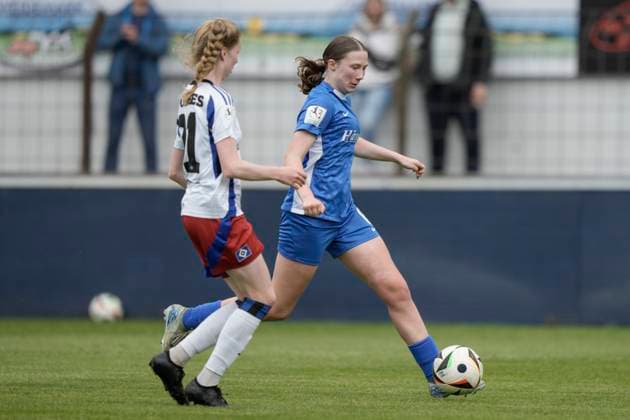 18.05.2025, Hänsch-Arena, Meppen, GER, 2. Frauen-Bundesliga: SV Meppen vs Hamburger SV, Laura Bröring (SV Meppen 6) DFL REGULATIONS PROHIBIT ANY USE OF PHOTOGRAPHS AS IMAGE SEQUENCES AND OR QUASI-VIDEO. Meppen Niedersachsen Germany Hänsch-Arena