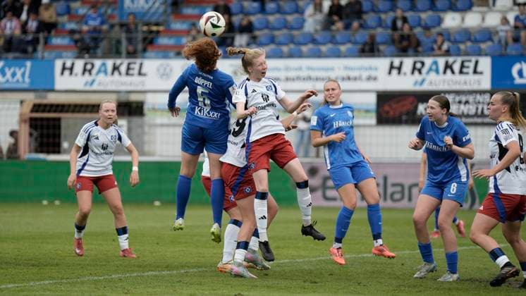 18.05.2025, Hänsch-Arena, Meppen, GER, 2. Frauen-Bundesliga: SV Meppen vs Hamburger SV, Lena Maria Göppel (SV Meppen 5) DFL REGULATIONS PROHIBIT ANY USE OF PHOTOGRAPHS AS IMAGE SEQUENCES AND OR QUASI-VIDEO. Meppen Niedersachsen Germany Hänsch-Arena