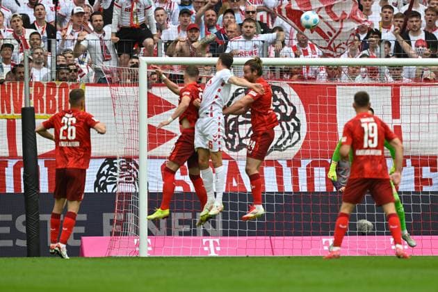 Koeln, Rheinenergiestadion, 18.05.25, GER, Herren, 2.Bundesliga, Saison 2024-2025, 1.FC Koeln - 1.FC Kaiserslautern Bild: Eric MARTEL (Koeln) macht das Tor zum 1:0 DFL regulations prohibit any use of photographs as image sequences and or quasi-video. NRW Deutschland
