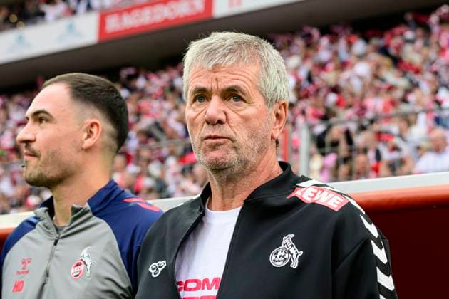 Trainer Head Coach Friedhelm Funkel (Koeln), 1. FC Koeln vs. 1.FC Kaiserslautern, 2. Bundesliga, 34. Spieltag, 18.05.2025 DFB regulations prohibit any use of photographs as image sequences and or quasi-video Koeln Nordrhein-Westfalen Deutschland