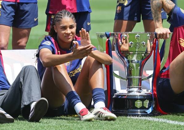 FC Barcelona, Barca Femeni v Athletic Club Femenino - Liga F Sydney Schertenleib celebrates at the end of the match between FC Barcelona Femeni and Athletic Club Femenino, corresponding to week 30 of the Liga F, at the Johan Cruyff Stadium in Barcelona, Spain, on May 18, 2025. Barcelona Barcelona Spain  Copyright: xUrbanandsportx originalFilename:urbanandsport-fcbarcel250518_np6oq.jpg
