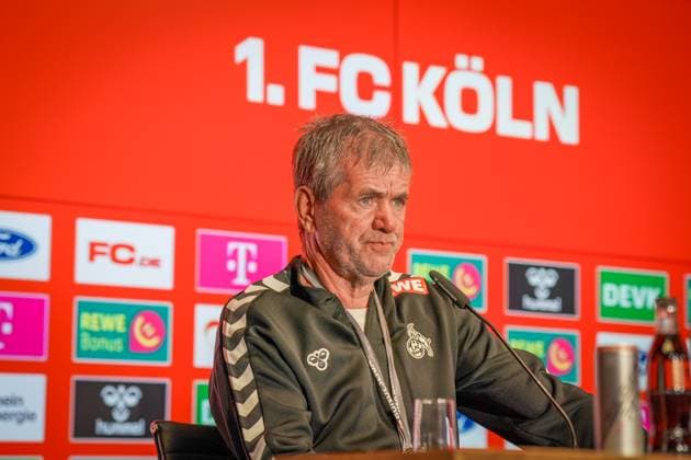 18.05.2025 - Deutschland: 2. Fussball Bundesliga 2024 2025, 34. Spieltag - 1. FC Köln vs. 1. FC Kaiserslautern - Rhein-Energie-Stadion (Köln): Friedhelm Funkel (Trainer, 1. FC Köln) Pressekonferenz, Medien