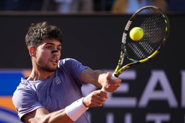 Carlos Alcaraz (ESP) during the men™s final against Jannik Sinner (ITA) of the ATP, Tennis Herren Master 1000 Internazionali BNL d™Italia tournament at Foro Italico on May 18, 2025 (Alfredo Falcone LaPresse)  Copyright: xAlfredoxFalcone LaPressex