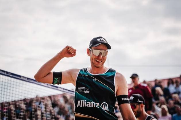 Beachvolleyball Männer Allianz German Beach Tour 2025 Tourstop Düsseldorf 18.05.2025 Nils Ehlers Düsseldorf Robert-Lehr-Ufer Nordrhein-Westfalen Deutschland