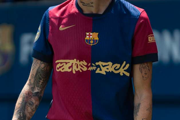 FC Barcelona, Barca Femeni v Athletic Club Femenino - Liga F A close-up of Maria Leon s t-shirt shows the logo of the Travis Scott special edition t-shirt during the MATCHDAY 30 Liga F match between FC Barcelona and Athletic Club, the last game of the season, at Estadi Johan Cruyff in Barcelona, Spain, on May 18, 2025. Barcelona Spain  Copyright: xRubenxDexLaxRosax originalFilename:delarosa-matchday250518_np130.jpg
