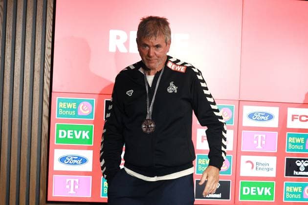 1. FC Köln vs. Kaiserslautern, 34. Spieltag, 18.05.2025, 15.30 Uhr, Friedhelm Funkel (1. FC Köln) nach der Pressekonferenz, Bild:
