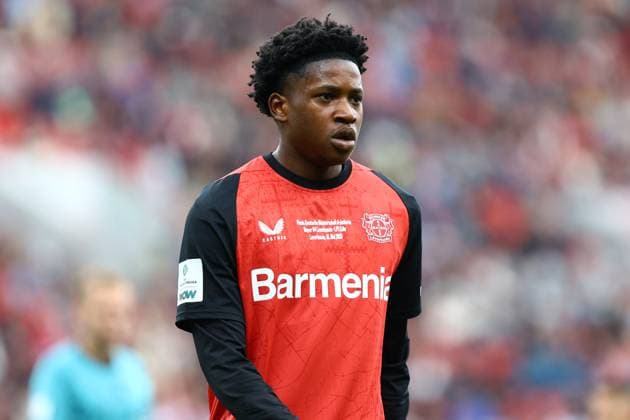 28 Jeremiah Dennit Mensah (Bayer 04 Leverkusen U19) Fußball I Junioren I U19 DFB-Nachwuchsliga I Saison 2024-2025 I Deutsche Meisterschaft U19, Finale I Bayer 04 Leverkusen U19 - 1. FC Köln U19 I 18.05.2025 I BayArena *** 28 Jeremiah Dennit Mensah Bayer 04 Leverkusen U19 Football I Juniors I U19 DFB Youth League I Season 2024 2025 I German Championship U19, Final I Bayer 04 Leverkusen U19 1 FC Cologne U19 I 18 05 2025 I BayArena