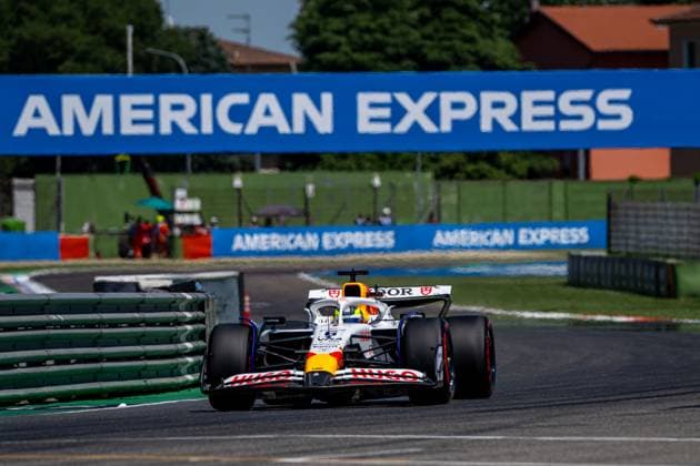 IMOLA, ITALY: Isack Hadjar, racing for the Racing Bulls team during the 2025 Formula 1 Emilia Romagna Grand Prix at the Imola Circuit in Imola, Italy